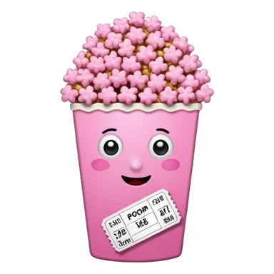 pink popcorn with cinema tickets sticker