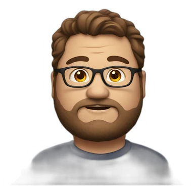 Fat man with brown hair and glasses sticker