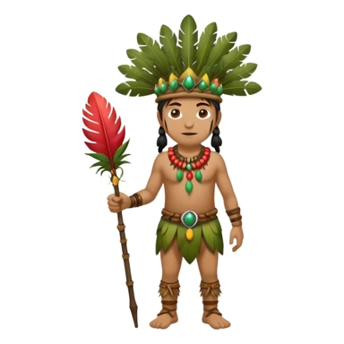 full body indigenous forest hunter spirit with feather fruit crown sticker
