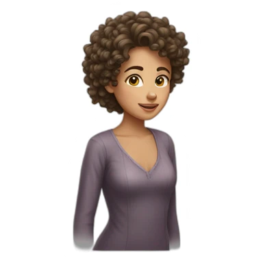 Girle with curly hair and madrid sticker