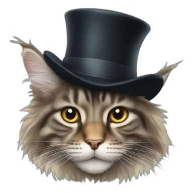 maine coon wearing a top hat sticker