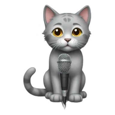 grey kitty with mic sticker