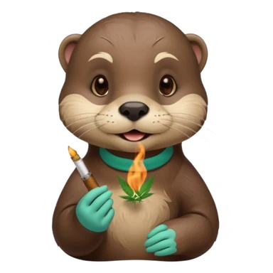 Cute female Otter smoking a while cannabis joint sticker
