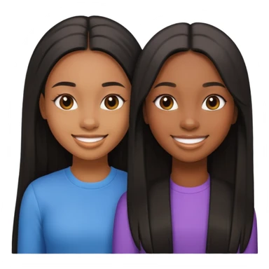 two black girls fondling with long straight hair sticker