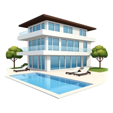 white 3 floor modern luxurious villa sticker