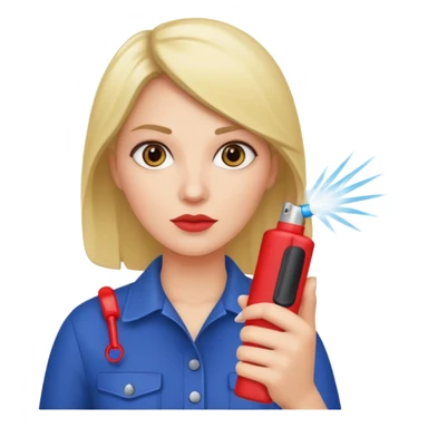 woman holding pepper spray sticker