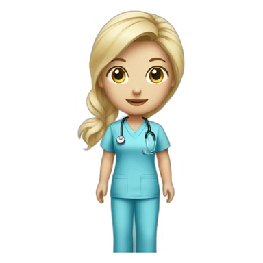 female blond doctor in baby blue scrubs sticker