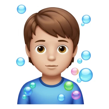 Boy made out of bubbles with brown hair sticker