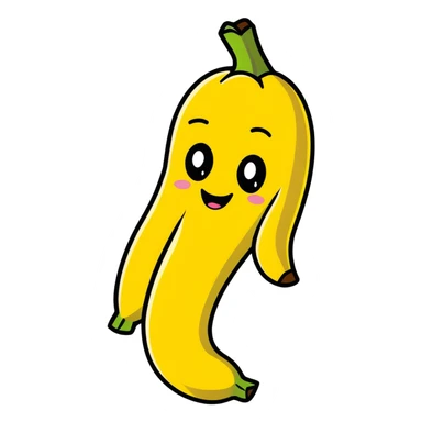 cute banana character with a smiling face sticker