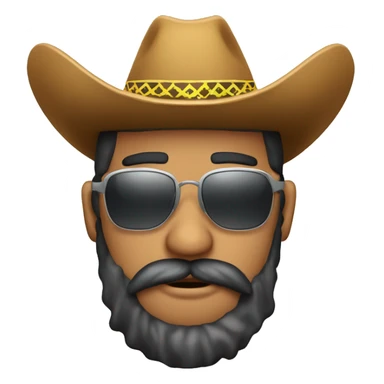 Sombrero vaquero con lentes de sol y barba  sticker