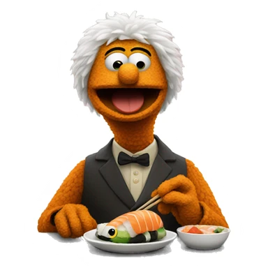 bert the muppet eating sushi sticker