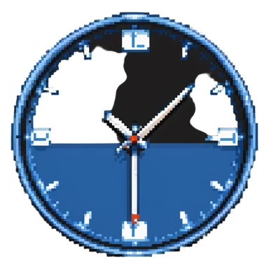 pixel art clock with Dayforce blue and white colors sticker
