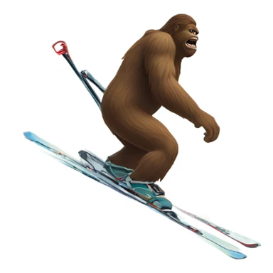 Bigfoot on ski’s in the mountain sticker