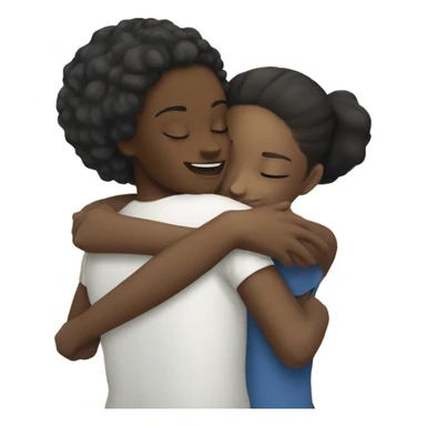 Black girl and white girl hugging sticker