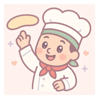 smiling Italian chef spinning pizza dough sticker