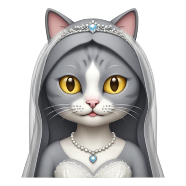 grey cat bride sticker