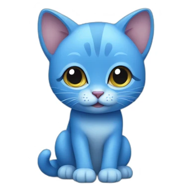 Blue little cat have mushrom sticker
