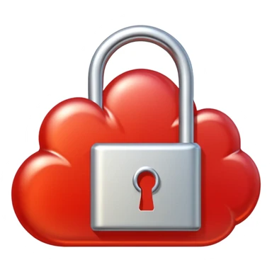 a red glowing cloud with a padlock sticker