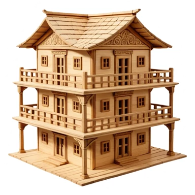 A handcrafted wooden home reflecting the aesthetic of ancient Lycia, created with sustainable, modular interlocking wood. sticker