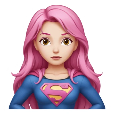 super woman with long pink hair hands on hips sticker