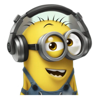 minions with headphones sticker