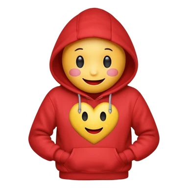 A heart with a hoodie with a smiley face sticker