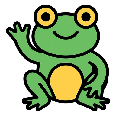 smiling frog waving sticker