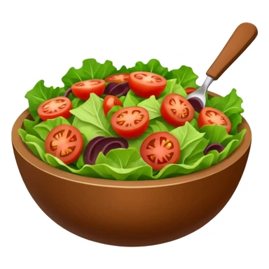 brown salad bowl with lettuce and a couple pieces of chopped tomato sticker