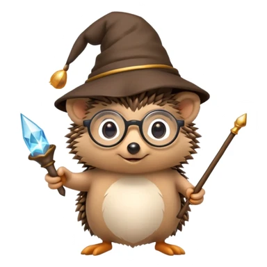 Hedgehog with a magic hat the glasses of Harry Potter and a wand  sticker