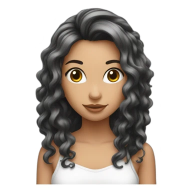 Ragazza con capelli lunghissimi neri e bianchi sticker