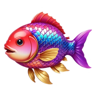 color gradient between red and purple glitter cute happy fish carp sticker