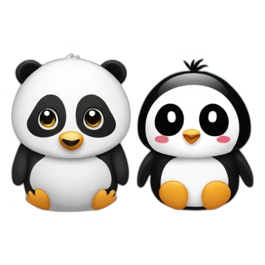 Panda and penguin couple sticker