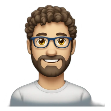 one european guy with short curly dark hair and beard and blue eyes and brown glasses sticker