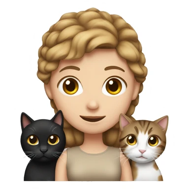 white girl with 2 cats  one brown and one black sticker