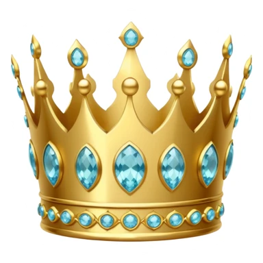 shiny gold crown with aquamarines sticker