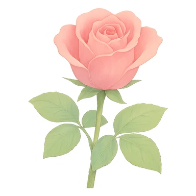 Remove all shadows, keep the realistic pink rose in Ghibli style with no background. sticker