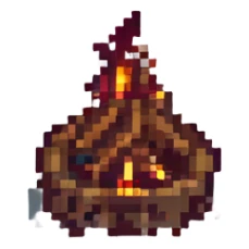 a campfire with logs sticker