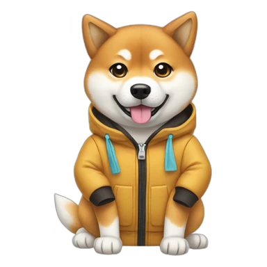 Shiba inu wearing loads of clothes  sticker