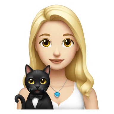 Blonde girl holding tuxedo cat sticker