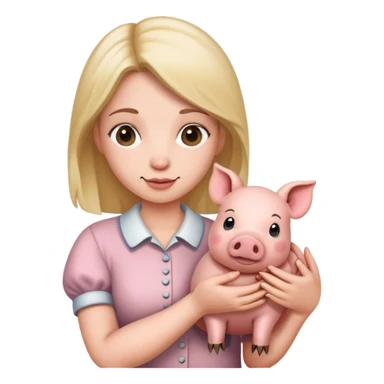 Schwein mit Frau am Hände halten  sticker