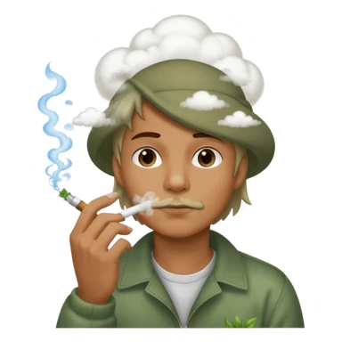 😮 face with 👌🏽hand to the mouth puffing on a weed joint sticker