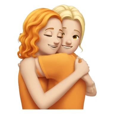 Too girls hugging one blonde and one orange hair sticker