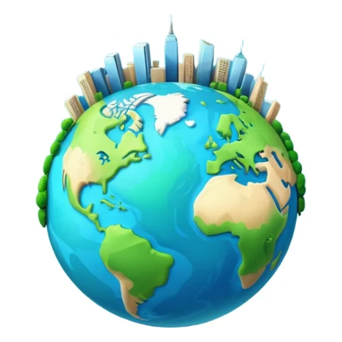 3d planet earth with building sticker