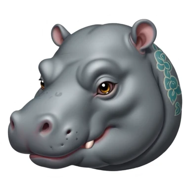 tatoos hippo, sleepy sticker