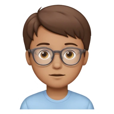 cartoon boy with brown hair, brown eyes, glasses,pastel toon style sticker