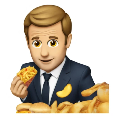 Macron qui mange un fast food sticker