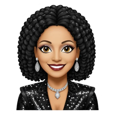 Sheila E with black sequin outfit sticker