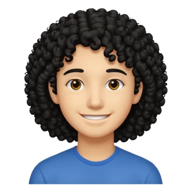 face like 18 years old, black curly hair not big, easy smile sticker