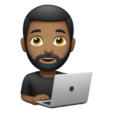Boy with black beard and laptop sticker