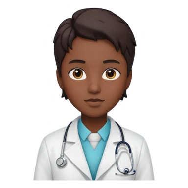 androgynous dark tone skin physician, NO stethoscope around neck sticker